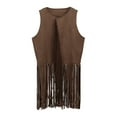 thumbnail image 1 of SGMVNU Girls Kids Fringe Vest Sleeveless Western Cowgirl Vest 60s 70s Hippie Suede Tassels Jacket for Autumn Holiday Parties(Size 5-6 Years,Brown), 1 of 8