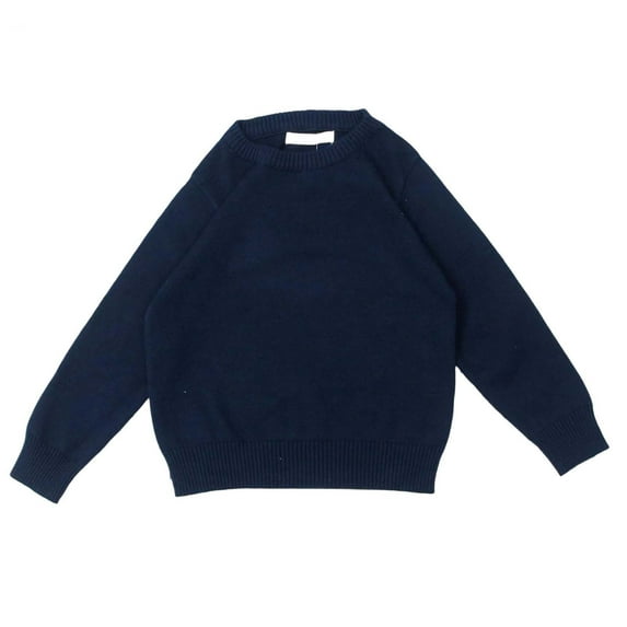 SGMVNU Girls Long Sleeve Crop Sweaters Kids Casual Crew Neck Knit Cute Fall Pullover Tops Classic Solid Color Knitwear(Size 6-7 Years,Navy)