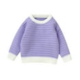 thumbnail image 1 of SGMVNU Girls Long Sleeve Crop Sweaters Size 9-12 Months Kids Casual Crew Neck Knit Cute Fall Pullover Tops Classic Solid Color Knitwear Purple, 1 of 8