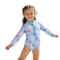 thumbnail image 1 of SGMVNU Girls Long Sleeve Swimsuit Toddler Girls Swimwear Rash Guard 1 Piece Bathing Suit Tropical Print Zipper up Swimwear Summer Beach Sunsuit, Size 12-18 Months, Blue-F, 1 of 8