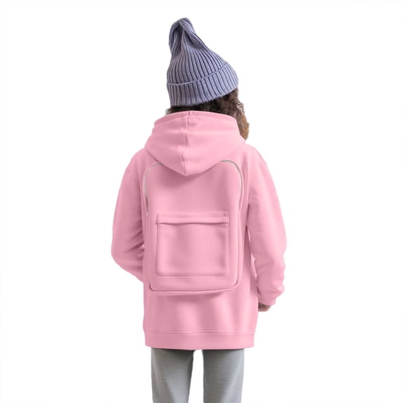 SGMVNU Girls Novelty Hoodie with Backpack, Zipper Hoodie Sweaters for Boys/Girls, Lightweight Comfort Travel Hoodies with Pockets Pink Size 13-14 Years