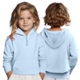 thumbnail image 1 of SGMVNU Girls Novelty Hoodies 9-10 Years Little Boys Quarter Zip Pullover Hooded Sweatshirt Long Sleeve Tops Kids Hoodie with Pocket for Kids Light Blue, 1 of 9