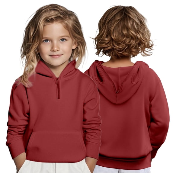 SGMVNU Girls Novelty Hoodies 9-10 Years Little Boys Quarter Zip Pullover Hooded Sweatshirt Long Sleeve Tops Kids Hoodie with Pocket for Kids Red