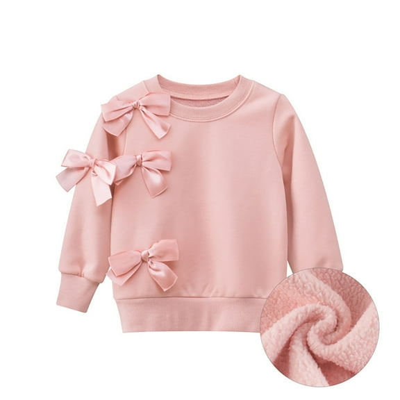 SGMVNU Girls Oversized Crewneck Sweatshirts Kids Fashion Lined Drop Shoulder Pullover Shirts Fall Winter Clothes Pink Size 90