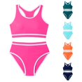 thumbnail image 1 of SGMVNU Girls Padded Swimsuit Racerback Solid Color Contrast Swim Suits Summer Beach Two Piece Bikini Set, Size 12-13 Years, Hot Pink, 1 of 5