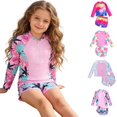 thumbnail image 1 of SGMVNU Girls Rash Guard Swimsuit Two Piece Bathing Suit Full Coverage Long Sleeve Swimwear with Shorts, Size 7-8 Years, cl4-Pink, 1 of 8