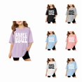 thumbnail image 1 of SGMVNU Girls Short Sleeve T Shirts Summer Letter Printed Oversized Tops Casual Crewneck Basic Tees Light Purple Size 9-10 Years, 1 of 6