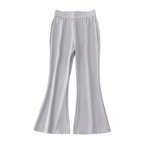 SGMVNU Girls Summer Pants Ice Silk Flared Leg Toddler Comfortable Casual Outdoor Play Elastic Waist Soft Breathable Proof Kids Clothes(Size 3-4 Years,Grey)