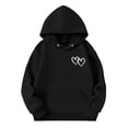 thumbnail image 1 of SGMVNU Girls Sweatshirt Boys Hoodie Heart Graphic Long Sleeve Drop Shoulder Pullover with Pocket Kids Fall Winter Clothes for Age 13-14 Years, Black, 1 of 3