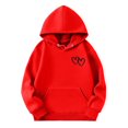 thumbnail image 1 of SGMVNU Girls Sweatshirt Boys Hoodie Heart Graphic Long Sleeve Drop Shoulder Pullover with Pocket Kids Fall Winter Clothes for Age 3-4 Years, Red, 1 of 3