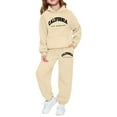 thumbnail image 1 of SGMVNU Girls Sweatsuit 2 Piece Outfits Boys Hooded Sweatshirt and Jogger Sweatpants Tracksuit Set Tracksuit Clothing Set, Size 13-14 Years, Beige, 1 of 4