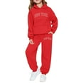 thumbnail image 1 of SGMVNU Girls Sweatsuit 2 Piece Outfits Boys Pullover Hoodie and Sweatpants with Pockets Fall Winter Outfits for Kids, Size 11-12 Years, Red, 1 of 4