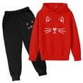 thumbnail image 1 of SGMVNU Girls Sweatsuit Set 2 Piece Outfits Boys Cotton Sweatshirts Sweatpants Youth Girls Pullover Casual Tracksuits Kids Clothes, Size 13-14 Years, Red, 1 of 2