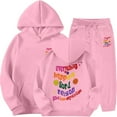 thumbnail image 1 of SGMVNU Girls Sweatsuit Set 2 Piece Outfits Boys Hooded Sweatshirt and Jogger Sweatpants Tracksuit Clothing Set, Size 10-11 Years, Pink, 1 of 4