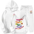 thumbnail image 1 of SGMVNU Girls Sweatsuit Set 2 Piece Outfits Boys Hooded Sweatshirt and Jogger Sweatpants Tracksuit Clothing Set, Size 10-11 Years, White, 1 of 4