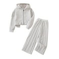 thumbnail image 1 of SGMVNU Girls Sweatsuit Set 2 Piece Outfits Solid Zipper Hooded Sweatshirt and Wide Leg Sweatpants Fall Winter Clothes with Pockets, Size 11-12 Years, Light Gray, 1 of 10