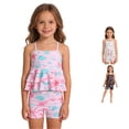 thumbnail image 1 of SGMVNU Girls Swimsuit Adjustable Spaghetti Straps Peplum Ruffle Tankini Swim Top with Cute Swim Boyshorts Beach Tankinis, Size 4-5 Years, Pink, 1 of 9