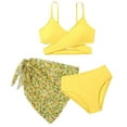 thumbnail image 1 of SGMVNU Girls Swimsuit with Cover up Skirt Girls Bathing Suits 7-16 3 Piece Tropical Print Bathing Suit Adjustable Straps Bikini Set Summer Beach Wear, Size 12-13 Years, 4-Yellow, 1 of 7