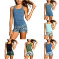 thumbnail image 1 of SGMVNU Girls Swimsuit Cutout Straps Swim Tanks with Drawstring Swim Shorts 2 Piece Tankini Set Full Coverage Swimwear, Size 13-14 Years, Dark Blue, 1 of 4