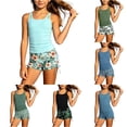 thumbnail image 1 of SGMVNU Girls Swimsuit Cutout Straps Swim Tanks with Drawstring Swim Shorts 2 Piece Tankini Set Full Coverage Swimwear, Size 7-8 Years, Mint Green, 1 of 5