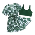 thumbnail image 1 of SGMVNU Girls Swimsuit with Kimono Cover up 3 Piece Swimwear Set Girls Bathing Suit Size 18 Summer Beach Floral Print Teens Bathing Suit(Size 11-12 Years,t1-Green), 1 of 7