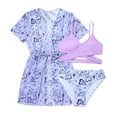 thumbnail image 1 of SGMVNU Girls Swimsuit with Kimono Cover up Girls Bathing Suits Size 10/12 3 Piece Swimwear Set Summer Beach Wear Floral Print Teens Bathing Suit, Size 8-9 Years, 2-Purple, 1 of 6