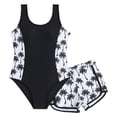 thumbnail image 1 of SGMVNU Girls Swimsuit Tankini Set Two Piece Bathing Suit Girl Swim Shorts Size 6 Tropical Full Coverage Swimwear with Shorts, Size 8-9 Years, Black, 1 of 9
