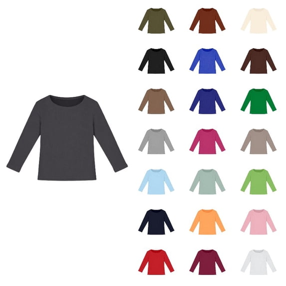SGMVNU Girls T-Shirts Long Sleeve Ribbed Stretch Tee Slim Fit Casual Basic Top Comfortable Solid Color Shirt for Kids Dark Gray Size 9-10 Years