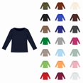 thumbnail image 1 of SGMVNU Girls T-Shirts Long Sleeve Ribbed Stretch Tee Slim Fit Casual Basic Top Comfortable Solid Color Shirt for Kids Navy Size 13-14 Years, 1 of 3
