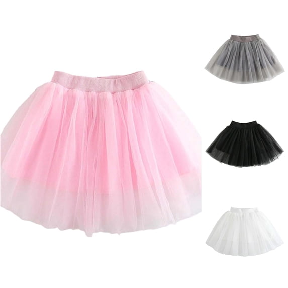 SGMVNU Girls Tutu Skirts Elastic Waist Layered A Line Petticoat Soft Tulle Skirt for Wedding, Ballet, Birthday Party, Pink, Size 2-3 Years