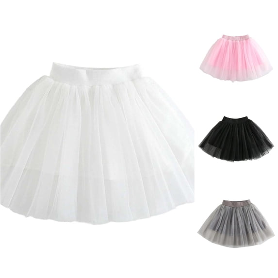 SGMVNU Girls Tutu Skirts Elastic Waist Layered A Line Petticoat Soft Tulle Skirt for Wedding, Ballet, Birthday Party, White, Size 9-10 Years