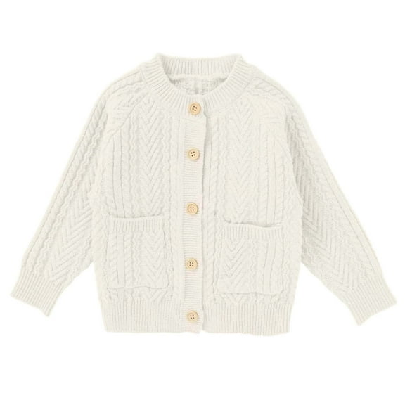 SGMVNU Girls Winter Warm Sweaters Unisex Boys Girls Cardigans Sweater V Neck Long Sleeve Button Solid Knit Sweaters for Kids(Size2-3 Years,z251114_4-White)