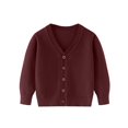 thumbnail image 1 of SGMVNU Girls Winter Warm Sweaters Unisex Boys Girls Cardigans Sweater V Neck Long Sleeve Button Solid Knit Sweaters for Kids(Size 6-7 Years, Red), 1 of 3