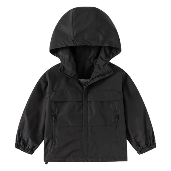 SGMVNU Hooded Jackets for Boys Toddler Kids, Casual Windbreaker Outerwear, Lightweight Zipper Jacket Coats with Pockets, Spring Fall Dust Coat Outerwear for Kids, Black, 12-13 Years