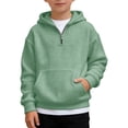 thumbnail image 1 of SGMVNU Hoodies for Boys Casual Quarter Zip Pullover Tractical Long Sleeve Outdoor Athletic Youth Sweathshirt Fall Clothes, for 11-12 Years Kids, az1222_2-Light Green, 1 of 4