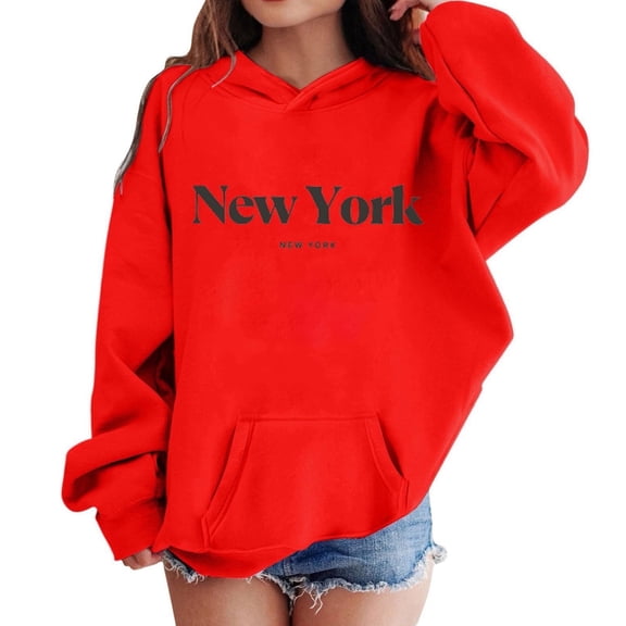 SGMVNU Hoodies for Teen Girls Cute Graphic Letter Print Hoodie Boys Sweatshirt Tops Loose Pullover Long Sleeve Shirt with Pocket Back To School Clothes Red Size 13-14 Years