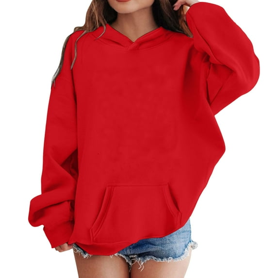 SGMVNU Hoodies for Teens Kids 12-18 Months Red Oversized Hoodies for Kids Girls Fleece Pullover Sweatshirts with Pocket Boys Fashion Casual Outfits Fall Winter Clothes