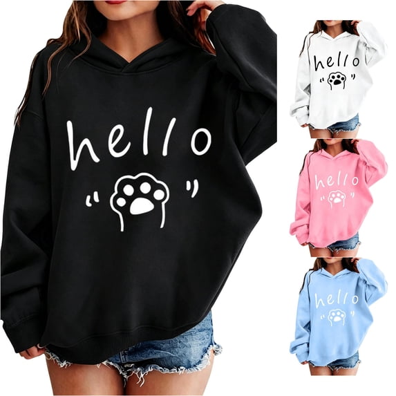 SGMVNU Hoodies for Girls Loose Sweatshirt Long Sleeve Hood Tops Kids Spring Fall Winter Streetwear, Size 3-4 Years, Black