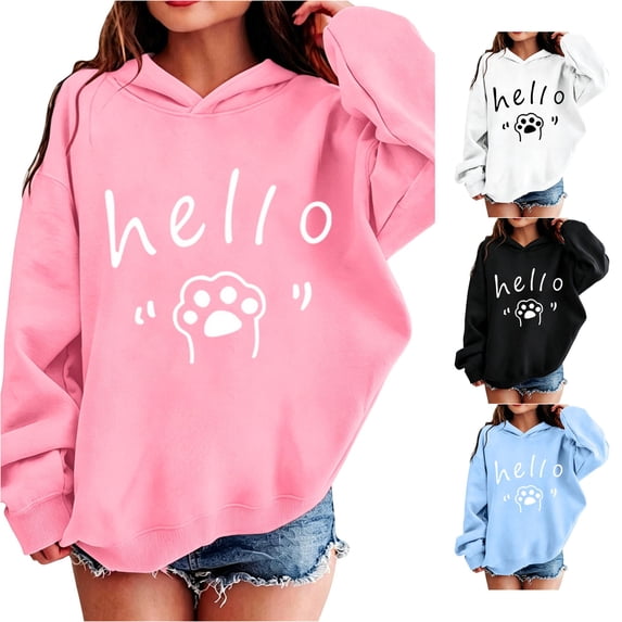 SGMVNU Hoodies for Girls Loose Sweatshirt Long Sleeve Hood Tops Kids Spring Fall Winter Streetwear, Size 5-6 Years, Pink