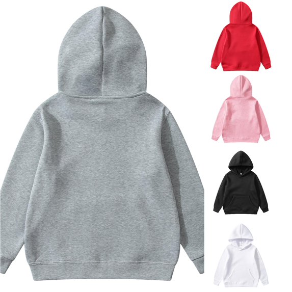 SGMVNU Hoodies for Kids Basic Solid Sweatshirts Boys Girls Long Sleeve Fall Winter Clothes for School, Size 6-8 Years, Grey