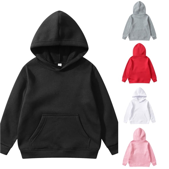 SGMVNU Hoodies for Kids Basic Solid Sweatshirts Boys Girls Long Sleeve Fall Winter Clothes for School, Size 8-10 Years, Black