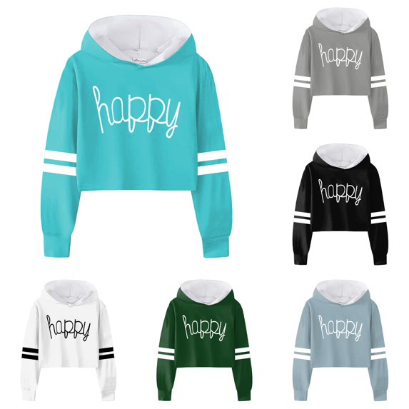 SGMVNU Hoodies for Kids Girls Letter Print Copped Sweatshirt Long Sleeve Cute Top for School,Daily, Size 4-5 Years, Sky Blue
