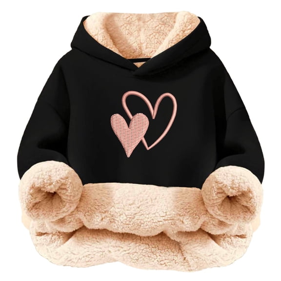 SGMVNU Hoodies for Teen Girls, Girl's Oversized Hoodie Sweatshirt, Boys Fashion Pullover Tops Kids Winter Clothes(Size 11-12 Years, yk251203_2-Black)