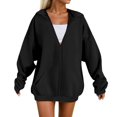 thumbnail image 1 of SGMVNU Hoodies for Women Zip up Hoodie Oversized Sweatshirt Jackets Fall Winter Coats 2025 Fashion Jakcet with Pockets(Black,XS), 1 of 9