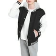 thumbnail image 1 of SGMVNU Kids Baseball Jackets Boys Girls Team Uniform Long Sleeve Zipper Jacket with Pockets Everyday Casual School Cotton Classic Clothing, Black, 3-4 Years, 1 of 9
