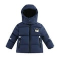 thumbnail image 1 of SGMVNU Kids Boy's Winter Coat Lined Puffer Padded Jacket Puffy Cotton Coat Thick Hooded Down Outdoor Coats with Pockets(Size 3-4 Years,Navy), 1 of 5