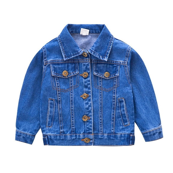 SGMVNU Kids Boys Girls Fall Winter Jacket Distressed Denim Jacket For Girls With Notched Collar Outerwear For Teen Girls And Preteen Casual Coat(Size 4-5 Years, nz1023_C-Blue)