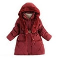 thumbnail image 1 of SGMVNU Kids Boys Girls Fall Winter Jacket Kids Toddler Baby Unisex Patchwork Spring Winter Cute Coat Hooded Padded Jacket Outwear Clothes(Size 11-12 Years, Red), 1 of 3