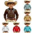 thumbnail image 1 of SGMVNU Kids Boys Girls Western Cowboy Shirt Retro Vintage Long Sleeve Button Down Dress Halloween Top, Size 6-7 Years, Brown, 1 of 5
