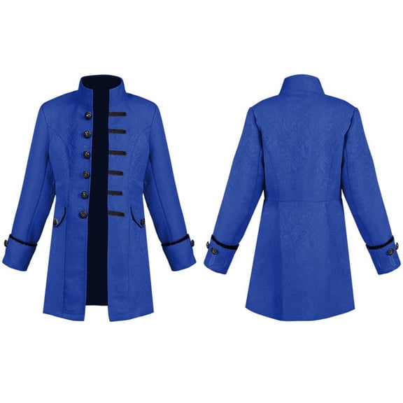 SGMVNU Kids Boys Steampunk Pirate Jackets Classic Gothic Dovetail Coat for School Musical, for Holiday Party, Blue, 6-7 Years